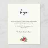 予算の冬のフローラビジネスロゴホリデーカード (裏面)