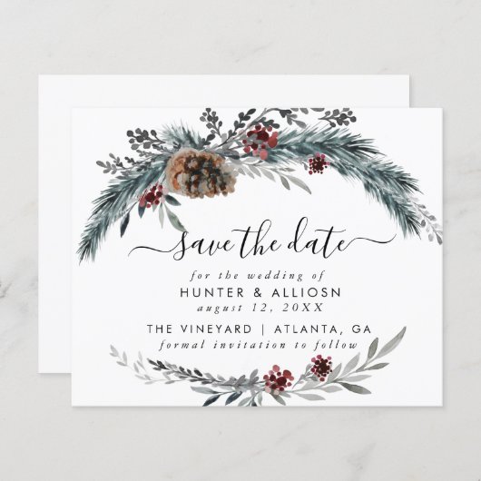 予算の冬の松の日付を保存 (正面/裏面)