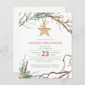 予算の冬の森の休日パーティーの招待 (正面/裏面)