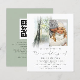 予算の冬の森の写真QRコード結婚セージ