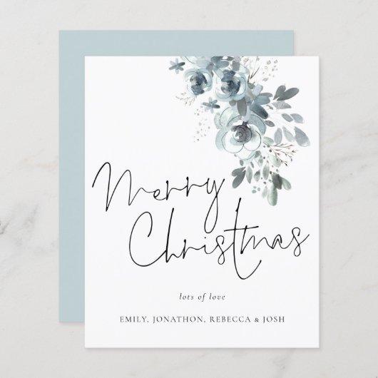 予算の冬の葉メリークリスマスカード (正面/裏面)