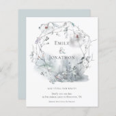 予算の冬の葉名の結婚式の日付を保存 (正面/裏面)