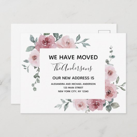 予算の動く発表ほこりっぽいピンクフローラ ポストカード (正面/裏面)