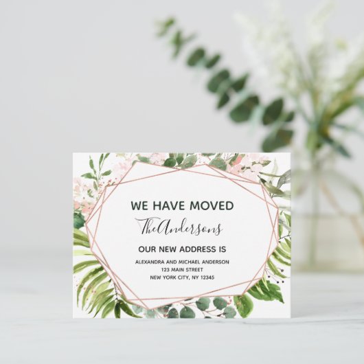 予算の動く発表ユーカリ緑 ポストカード (スタンド正面)