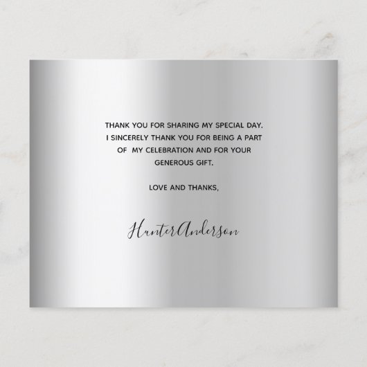 予算の卒業式シルバーフォトサンキューカード (裏面)