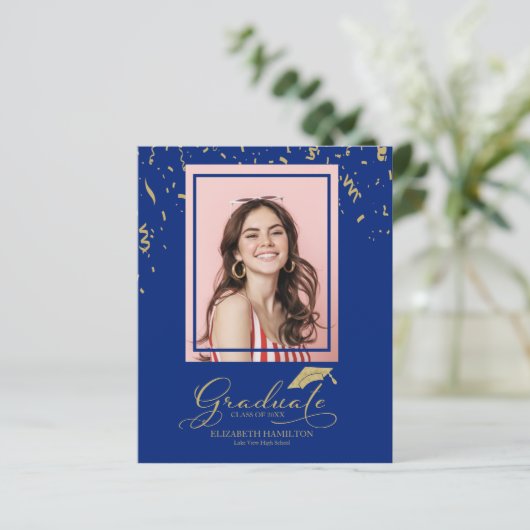 予算の卒業発表フォトカード卒業生 (スタンド正面)