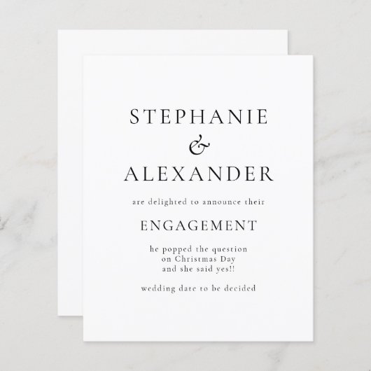 予算の単純な文字婚約発表 (正面/裏面)