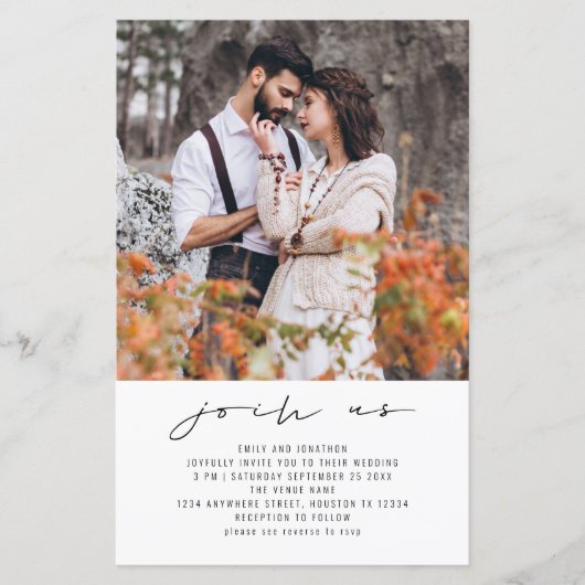 予算の参加米国の写真QRコード結婚式招待状 (正面)