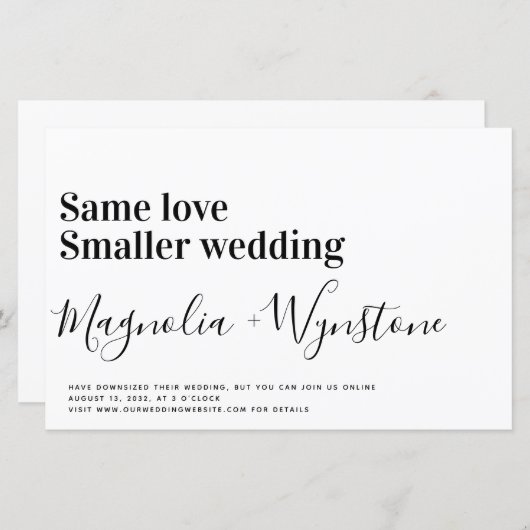 予算の同じ愛の小さい結婚式招待状 (正面/裏面)