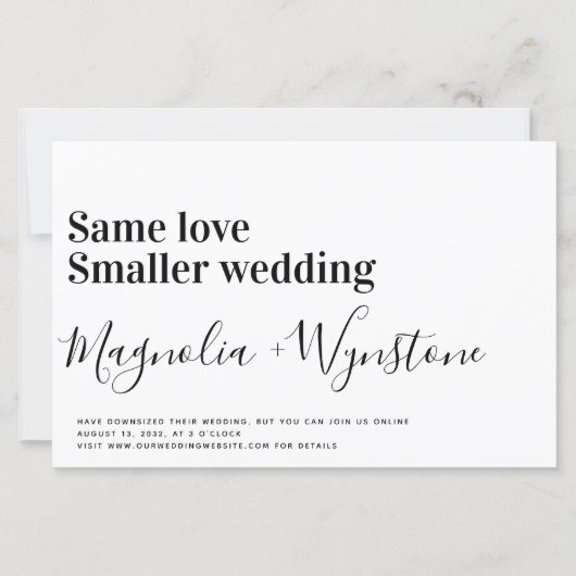 予算の同じ愛の小さい結婚式招待状 (正面)