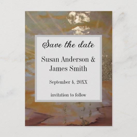 予算の地球の色の抽象芸術ゴールデンセーブ日付 ポストカード (正面)