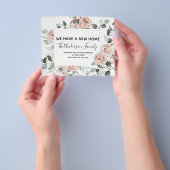 予算の埃っぽいピンクのフローラ移転のお知らせ チラシ (手)