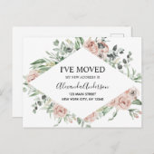 予算の埃っぽいピンクのフローラ移転のお知らせ ポストカード (正面/裏面)