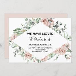 予算の埃っぽいピンクのフローラ移転のお知らせ 招待状