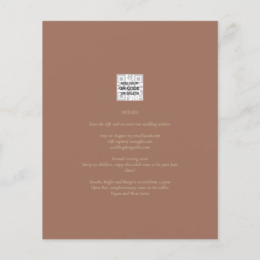予算の夏のフローラ結婚式の招待QRコードRSVP (裏面)