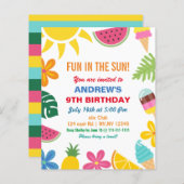 予算の夏の誕生日パーティーへの招待 (正面/裏面)