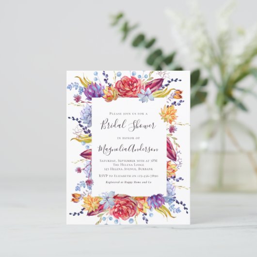 予算の多肉的なブライダルシャワーの招待 (スタンド正面)