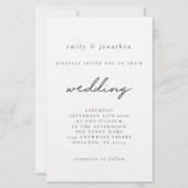 予算の大きな白黒スクリプトの結婚式の招待 (正面)