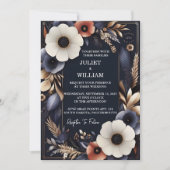 予算の安い屋外スタイリッシュネイビーブルー結婚ズ 招待状 (正面)