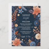 予算の安い野外スタイリッシュネイビーブルー結婚ズ 招待状 (正面)