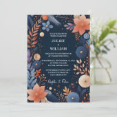 予算の安い野外スタイリッシュネイビーブルー結婚ズ 招待状 (スタンド正面)