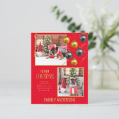 予算の家族の写真クリスマスグリーティング金ゴールド (スタンド正面)