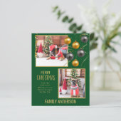 予算の家族の写真クリスマスグリーティング金ゴールド (スタンド正面)