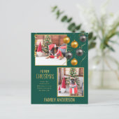 予算の家族の写真クリスマスグリーティング金ゴールド (スタンド正面)