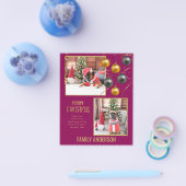 予算の家族の写真クリスマスグリーティング金ゴールド チラシ (シングル)