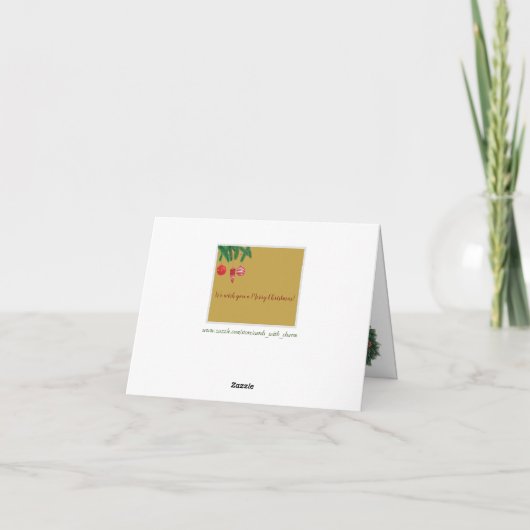 予算の家族の暖炉の木のギフトメリークリスマス カード (裏面)