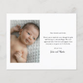 予算の導入ベビー写真サンキューカード (裏面)