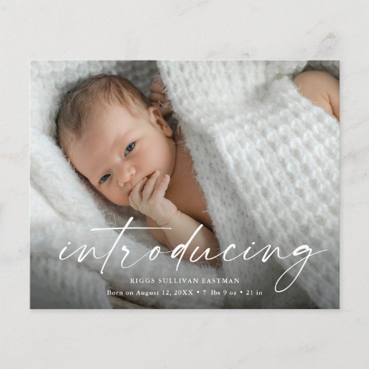 予算の導入ベビー写真サンキューカード (正面)