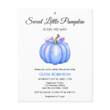 予算の小さなかぼちゃの少年ベイビーシャワー招待状