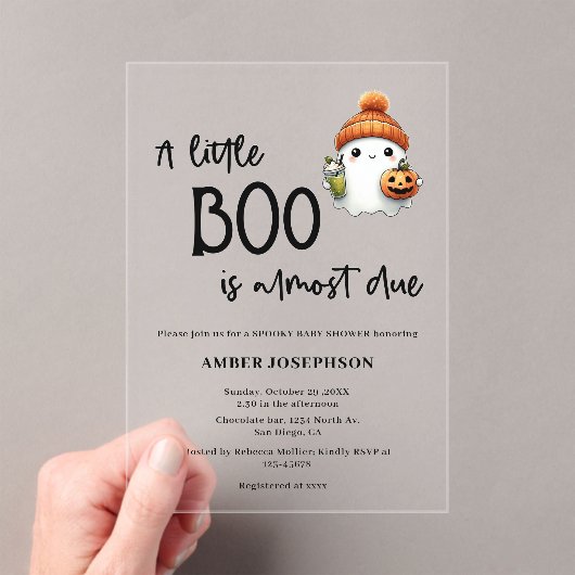 予算の小さなブハロウィーン赤ちゃんシャワー アクリル招待状 (インサイチュ (ポータブル))