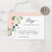 予算の小さな結婚式のRSVP |赤面ピンクの花 ノートカード (正面/裏面インサイチュ)