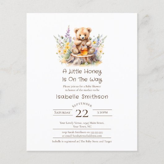 予算の小さな蜂蜜の方法テディ赤ちゃんシャワー (正面)
