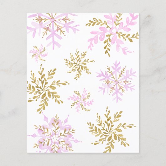 予算の少しスノーフレーク赤ちゃんシャワー招待状 (裏面)