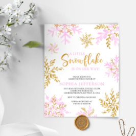 予算の少しスノーフレーク赤ちゃんシャワー招待状