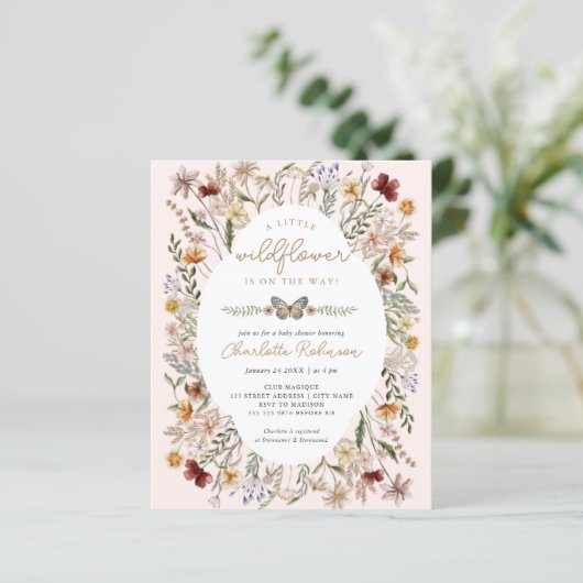 予算の少しワイルドフラワーベビーシャワー招待状 (スタンド正面)