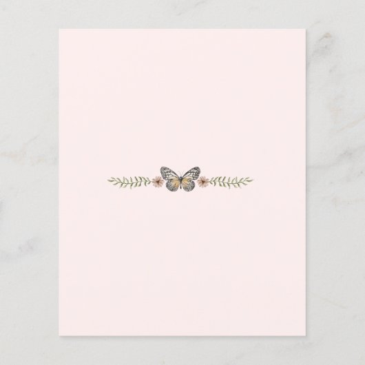 予算の少しワイルドフラワーベビーシャワー招待状 (裏面)