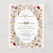 予算の少しワイルドフラワーベビーシャワー招待状 (正面)