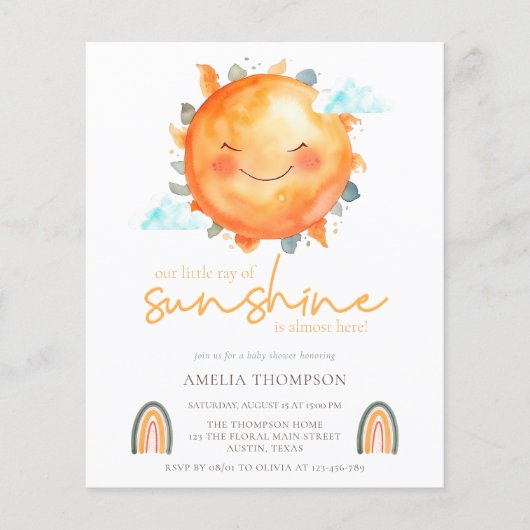 予算の少し太陽の光の夏の赤ちゃんシャワー (正面)