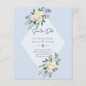 予算の少ない白いバラは日付を保存モダン チラシ (正面)