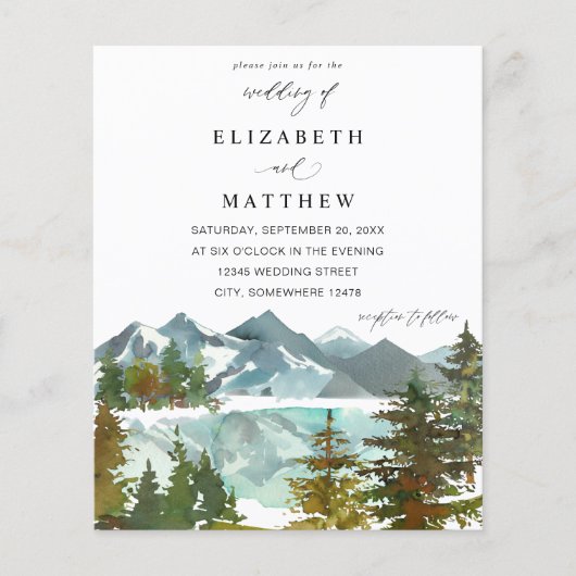 予算の山と木素朴の結婚数 チラシ (正面)