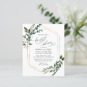 予算の幾何学的な緑のブライダルシャワーの招待 (スタンド正面)