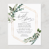 予算の幾何学的な緑のブライダルシャワーの招待 (正面)