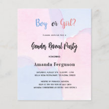 予算の性別でパーティーピンクの青の招待を表示