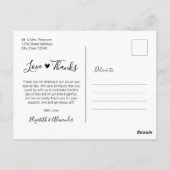 予算の愛と感謝していスクリプト結婚の感謝 ポストカード (裏面)