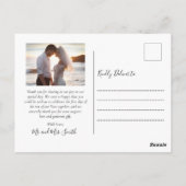 予算の愛と感謝してい写真の結婚ありがとう ポストカード (裏面)