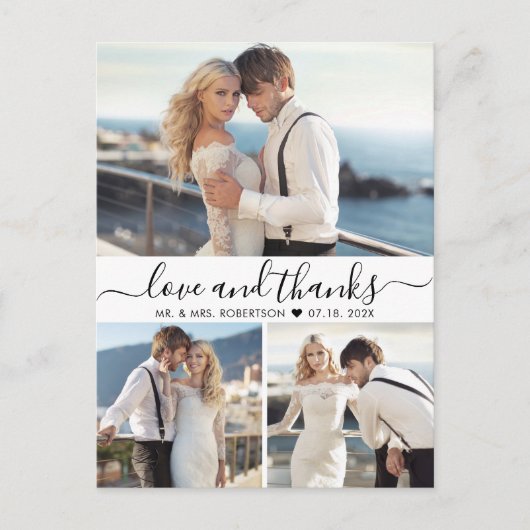予算の愛と感謝してい3写真の結婚ありがとう ポストカード (正面)